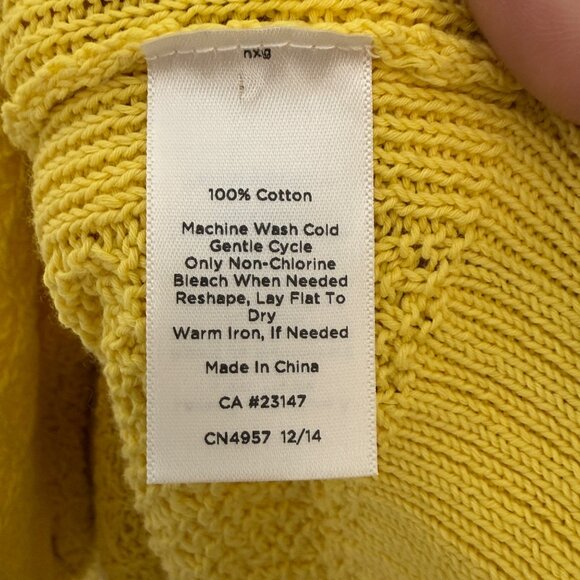 Talbots 100% Cotton Diamond Print Knit Boatneck Tunic Sweater Ribbed Yellow 2X - Picture 8 of 8